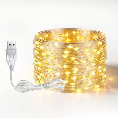 USB-Lichterkette 5 m, 50 LEDs, warmweiß