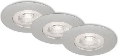 Immagine prodotto di Lampade da incasso a LED dimmerabili, set da 3, IP44, 5 W, argento, plastica Briloner