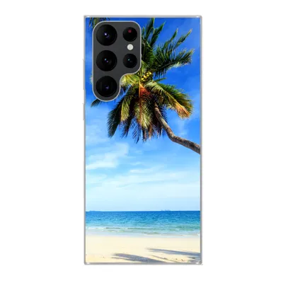 Produktbild von MuchoWow® Handyhülle Schutzhülle Hülle für Samsung Galaxy S22 Ultra Palmen - Strand - Meer Silikon Softcase Handy Hülle - Abbildung