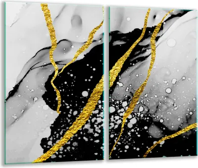 Produktbild von Herdabdeckplatten 2 teilig 30x52 Glaskeramikkochfeld Abdeckung Glas Marmor