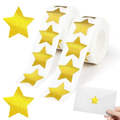 Productafbeelding van 1000 Gouden Sterren Stickers van 2,5 cm, Glanzend Zelfklevend