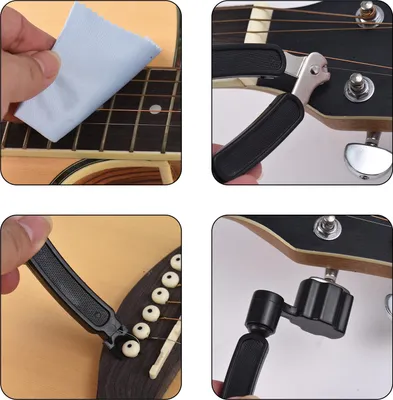 Produktbild von Gitarren-Nackenstütze, Gitarrenbauer-Werkzeug mit Saitenkurbel-Reinigungstuch für Workstation, Violinen, Banjos, Ukulelen, Mandolinen, rutschfestes Zubehör
