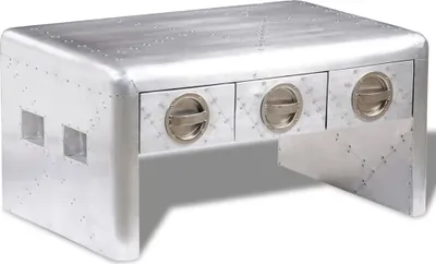 Produktbild von Couchtisch mit 3 Schubladen Vintage Flugzeug-Stil