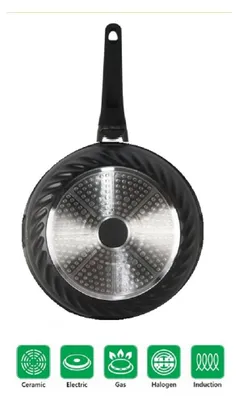 Image de WOK poêle 28cm induction couvercle anti-adhésif poêle à frire en marbre revêtement en marbre anti-adhésif, Convient pour tous les types de cuisinières