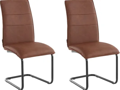 Produktbild von Jayne | Gepolsterte Esszimmerstühle 2er Set in PolyurethanCognac