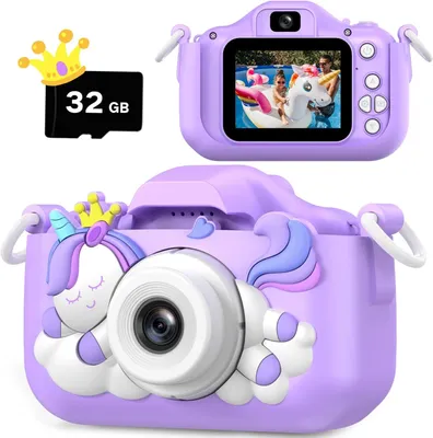 Produktbild von Selfie-Kamera, Spielzeug, Mädchen, Jungen, SD-Karte 32 GB, HD-Videorekorder 1080p, Weihnachtsgeburtstagsgeschenke für 3 4 5 6 7 8 9 10 Jahre