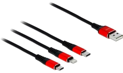 Imagen del producto de Delock 85891 Delock USB 3in1 Ladekabel für Lightning/Micro-USB/USB C 30cm
