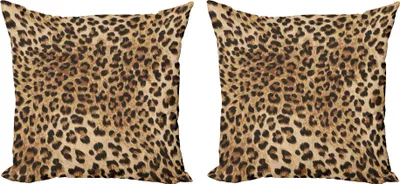 Produktbild von ABAKUHAUS Leopard-Druck Kissenbezug Set (2Stück), Haut-Muster einer wilden afrikanischen Safari Tier leistungsstarke Panthera große Katze, 50 x 50 cm, Pale Braun Schwarz