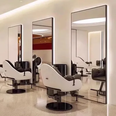 Produktbild von Friseur-, Barbier- & Kosmetik-Bedienplatz mit LED-Spiegel 200x80 schwarz