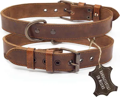 Produktbild von ALTEZAR Braunes Hundehalsband aus weichem, leichtem Leder, strapazierfähiges Lederhalsband L - Halsumfang: 39 cm - 51 cm