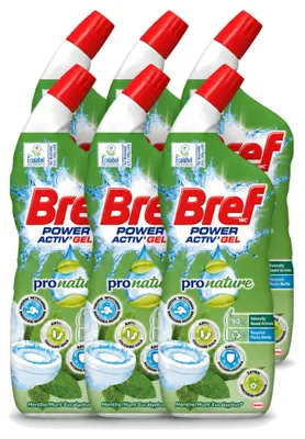 Produktbild von 6 x Bref WC Power Activ+ Toiletreiniger Gel - Eucalyptus - 700 ml - Vorteilspackung - 6 Stücke