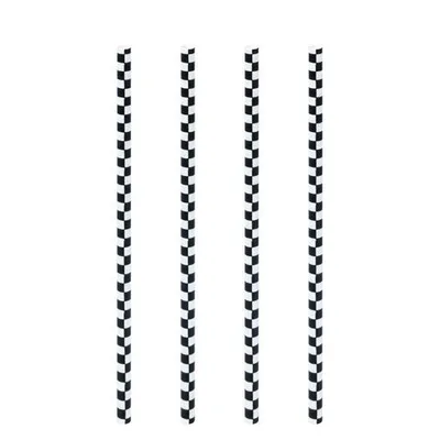 Produktbild von 200x Trinkhalme aus Papier schwarz kariert Ø6mm 21cm
