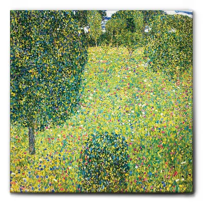 Image de Giallobus - Prairie fleurie - Gustav Klimt - 50L x 50l cm - Tableau - Toile à cadre standard