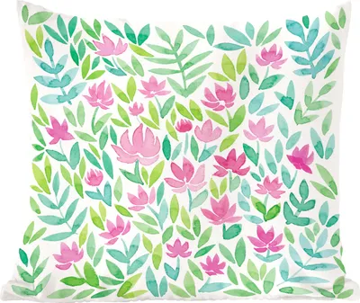 Produktbild von MuchoWow® Zierkissen Sofakissen Wohnzimmer Dekokissen 45x45 cm Ein Aquarell mit Blumenmuster - Schlafpolster - Polster für das Sofa