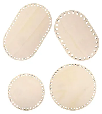 Produktbild von 4 Stück Ovaler Holzkorbboden zum Häkeln - Runder Häkelkorbboden aus Naturholz für DIY-Korbzubehör