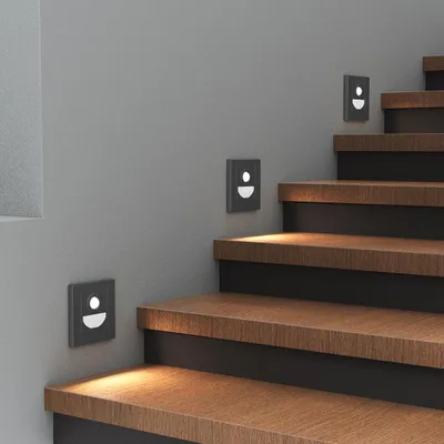 Immagine prodotto di Braytron Lampada LED per scale con sensore di movimento 1,5 W 3CCT antracite, da incasso a parete 230 V IP20