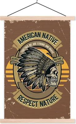 Produktbild von MuchoWow® Textilposter Mancave - Amerika - Retro - Zitate 60x90 cm mit holzfarbenen Rahmen - Textil
