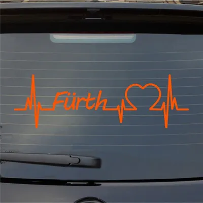 Produktbild von Heckscheibenaufkleber Fürth Herzschlag Puls Stadt Liebe 55x17 cm Orange Auto Aufkleber Sticker