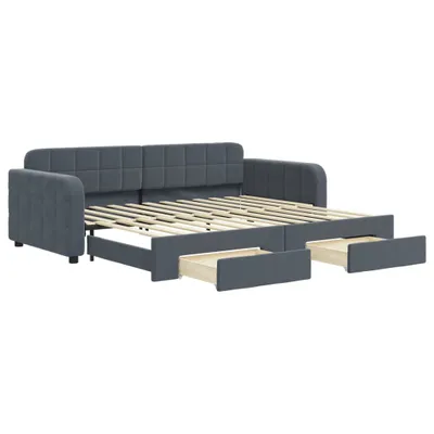 Obrázok produktu pre vidaXL Denná rozkladacia posteľ so zásuvkami tmavosivá 90x200 cm zamat