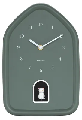 Productafbeelding van Karlsson - Wandklok Modern Katje - Groen - 29,1 x 20 x 29,1 cm