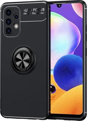 Obrázok produktu pre Puzdro pre Samsung Galaxy A32 4G, čierny silikónový zadný kryt, pevné + krúžok