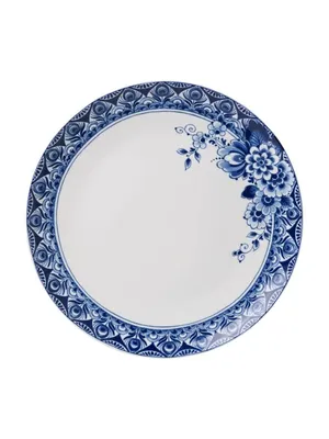 Productafbeelding van Heinen Delfts Blauw, dinerbord "Pauw", blauw aardewerk, Delft blauw, ontwerp met pauwenveer