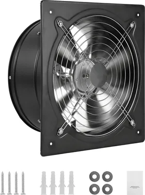 Image de Ventilateur d'extraction SucceBuy 350 x 350 mm, ventilateur mural efficace avec régulation de la vitesse, débit d'air de 2647 m³/h, 70 W, ventilateur silencieux pour grenier, garage, cave, atelier, cuisine et poulailler