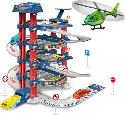 Produktbild von 4-stöckiges Parkhaus für Kinder, Parkgarage mit Licht und Soundmit Aufzug, Spielzeug ab 3 4 5 6 Jahre Junge