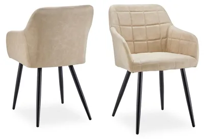 Image de Chaise de salle à manger - Fauteuil avec accoudoirs - Fauteuil d'accent - Fauteuil de relaxation - Fauteuil en similicuir, couleur marron