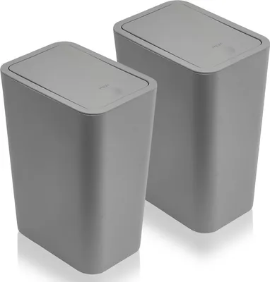 Productafbeelding van Famanu Vuilnisbak voor badkamer, 9 liter - Compacte afvalbak voor keuken en badkamer - Grijs