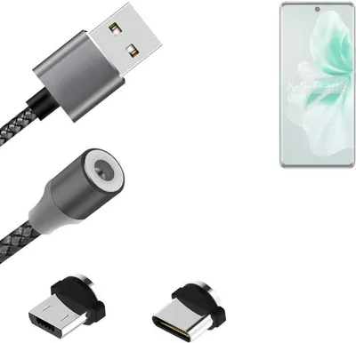 Produktbild von K-S-Trade Hochwertiges Magnet-Lade-kabel Sync-Kabel Daten-Kabel für Vivo V30 mit USB-Typ-C-Anschluss und Micro-USB-Anschluss 2A bis zu 480mbps
