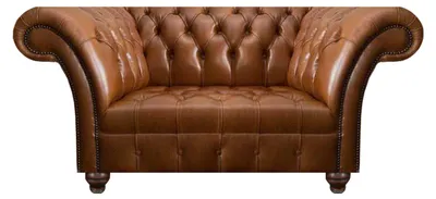 Produktbild von Brauner Chesterfield Leder Zweisitzer Designer Kunstleder 2-Sitzer Sofa