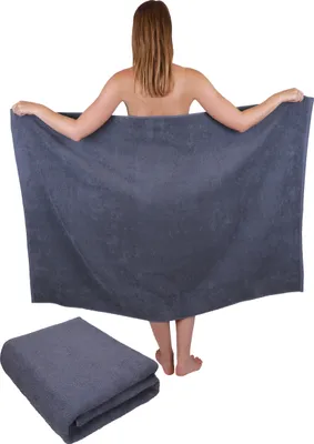 Produktbild von Betz 2 Stück XXL Duschtücher 100 x 150 cm BERLIN  Badetücher 100% Baumwolle Farbe – dunkelgrau