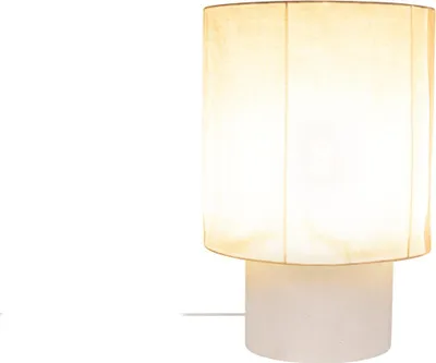 Produktbild von Tischlampe Beton Stoff rund D: 35 cm 50 cm Weiß E27 Landhaus Nachttischleuchte