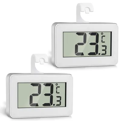 2er-Pack digitale Kühlschrankthermometer, wasserdicht, LCD, -20–50 °C
