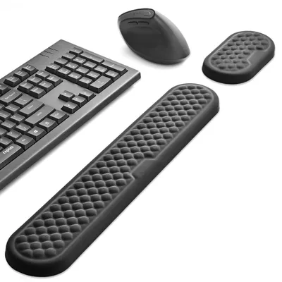 Obrázok produktu pre Omgoods – Ergonomická podložka pod zápästie pre klávesnicu a myš – Polstrovanie z pamäťovej peny na písanie a hranie (čierna)