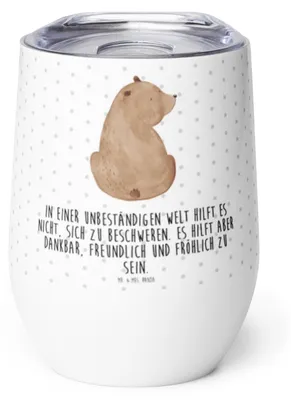 Produktbild von Mr. & Mrs. Panda Thermobecher Bär Schulterblick - Weiß - Geschenk, Bären, Motivation, Weltansicht, thermosbecher, Teddy, Isolierbecher, Selbstachtung, glühweinbecher