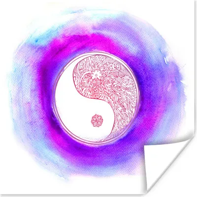 Produktbild von MuchoWow® Poster Eine Illustration eines Yin- und Yang-Logos mit Farben 75x75 cm - Wand Dekoration