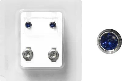 Produktbild von Titan Erstohrstecker Sterile Ohrstecker Zarge mit Stein in blau 4mm