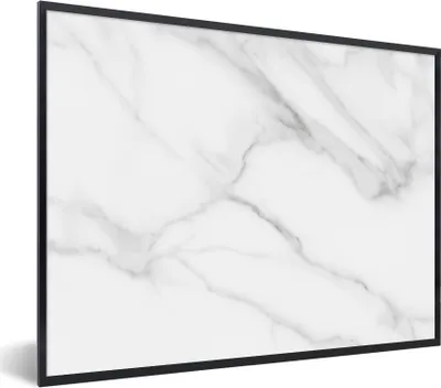 Produktbild von MuchoWow® Gerahmtes Poster Marmor - Strukturiert - Weiß - Grau - Stein - Marmoroptik 80x60 cm - Poster mit Schwarzem Bilderrahmen Wandposter Rahmen Foto Bilder - Schwarzem - Mit Gestell