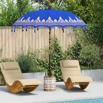 Imagen del producto de Maison Exclusive: Parasol balinés con base, color azul, 215 x 215 x 260 cm
