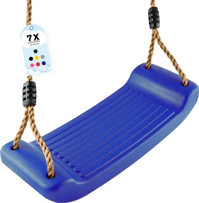 Produktbild von GO!elements Schaukel Garten - Kinderschaukel Outdoor Indoor - Schaukelsitz Schaukelbrett Brettschaukel für Kinder zum Schaukeln - Höhenverstellbar - rutschfest - Farbe: Blau