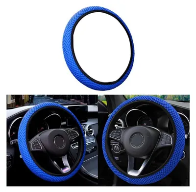 Productafbeelding van Universeel stuurhoes voor auto's, 37-38 cm, microvezel, ijszijde, blauw, antislip