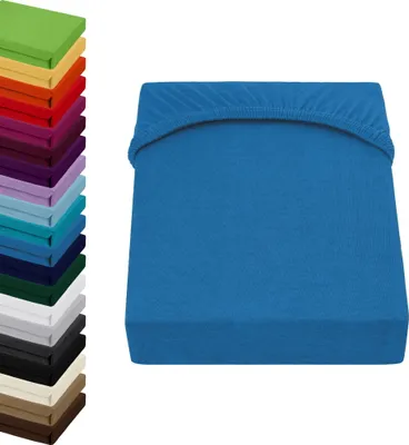 Produktbild von JERSEY Spannbettlaken 70x140cm Spannbetttuch 100% Baumwolle Kinderbett Kinderlaken Babybett, Farbe: Blau