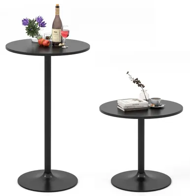 Produktbild von COSTWAY Stehtisch Ø 60 cm, 2 in 1 Bartisch & Esstisch höhenverstellbar 56/101,5 cm, Bistrotisch rund, Bartisch, Partytisch für Balkon, Schwarz