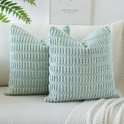 Produktbild von Kissenbezüge Kordsamt 2er Set Blau Grün 40x40 cm
