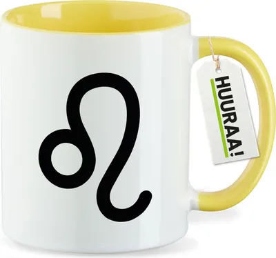 Produktbild von Huuraa Kaffeetasse Löwe Sternzeichen Zeichen 330ml Gelb Keramik Kaffeebecher Geschenkidee