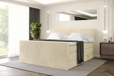 Produktbild von ALTDECOR Boxspringbett mit Matratze und Lattenrost, Topper, Polsterbett mit Bettkasten, Bett mit Stauraum H3- und H4- Matratze, Doppelbett, Springboxbett -VEXA-Z KING-120x200 - Beige Monolith