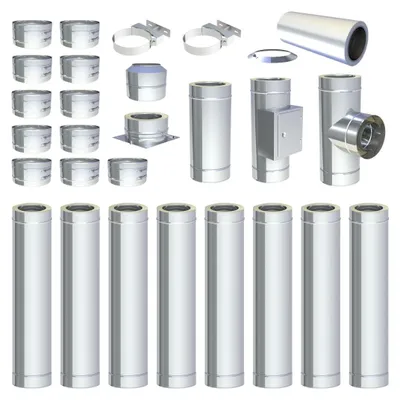 Produktbild von Ø 300 mm - 8 m DW FU Doppelwandiges Schornstein Set Bodenmontage Hochglanz
