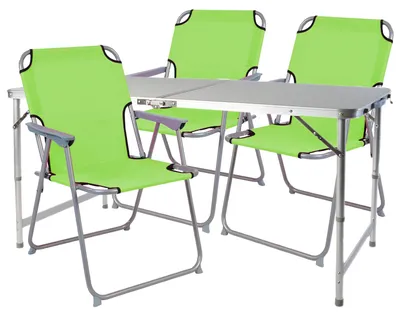 Produktbild von 4-teiliges Campingmöbel Set Alu 120x60x58/70cm Limegrün